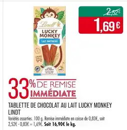 Match Lindt Tablette de chocolat au lait Lucky Monkey offre