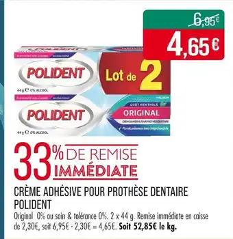 Match POLIDENT Crème adhésive pour prothèse dentaire offre