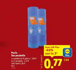 Lidl PURIO Sac poubelle offre