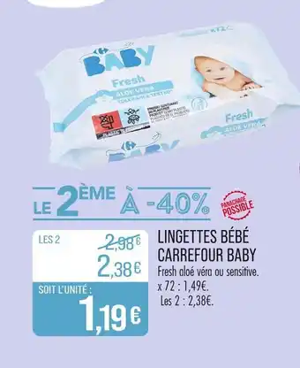 Match Carrefour baby Lingettes bébé offre