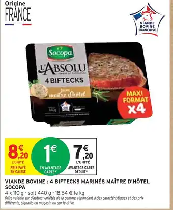 Intermarché Socopa Viande Bovine : 4 Biftecks Marinés Maître d'Hôtel offre