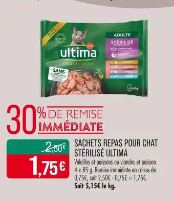 Match ULTIMA Sachets repas pour chat stérilisé offre