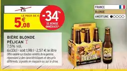 Intermarché PÉLICAN BIÈRE BLONDE offre