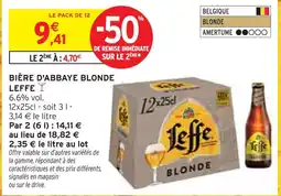 Intermarché LEFFE BIÈRE D'ABBAYE BLONDE offre