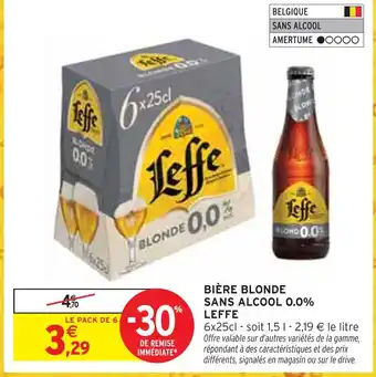 Intermarché LEFFE Bière blonde sans alcool 0.0% offre