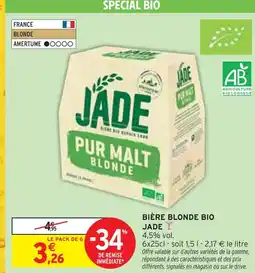 Intermarché JADE BIÈRE BLONDE BIO offre