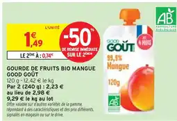 Intermarché GOOD GOÛT Gourde de fruits bio mangue offre