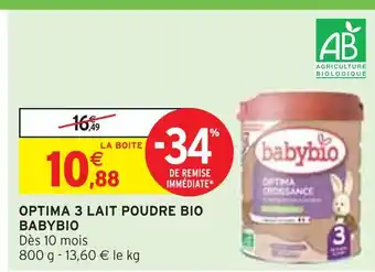 Intermarché BABYBIO OPTIMA 3 LAIT POUDRE BIO offre