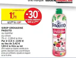 Intermarché PAQUITO SIROP GRENADINE offre