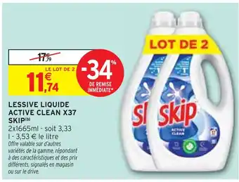 Intermarché Skip Lessive liquide active clean X37 offre