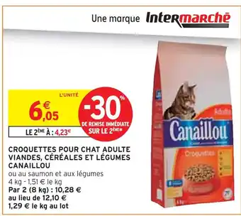 Intermarché Canaillou Croquettes pour chat adulte viandes, céréales et légumes offre