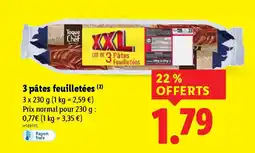 Lidl 3 pâtes feuilletées offre