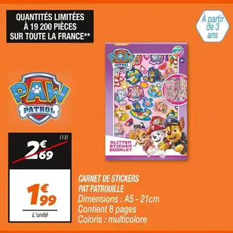 Netto Pat Patrouille Carnet de stickers offre