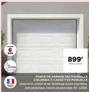 Lapeyre Porte de garage sectionnelle Columbia à cassettes manuelle offre