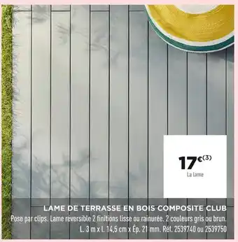 Lapeyre Lame de terrasse en bois composite club offre