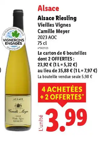 Lidl Alsace Riesling Vieilles Vignes Camille Meyer offre