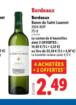 Lidl Baron de Saint Laurent 2024 AOP offre