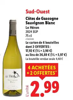 Lidl Côtes de Gascogne Sauvignon Blanc offre