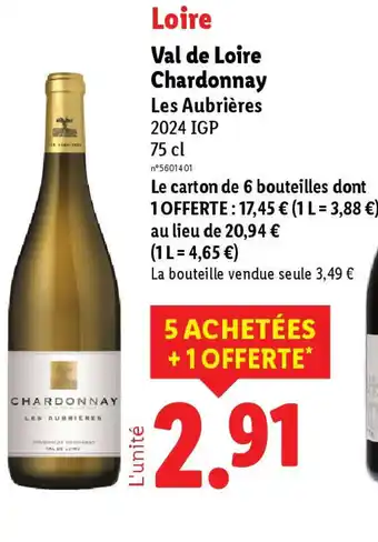 Lidl Val de Loire Chardonnay Les Aubrières offre