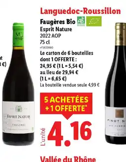 Lidl Languedoc-Roussillon Faugères Bio offre