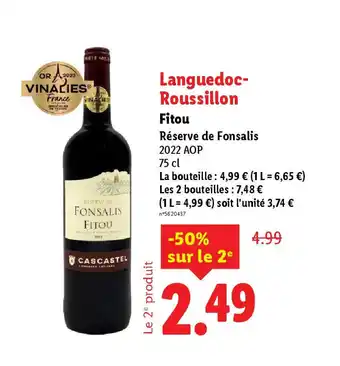 Lidl Fitou Réserve de Fonsalis offre