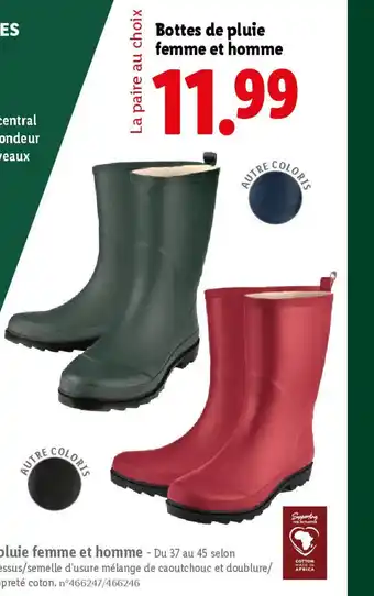 Lidl Bottes de pluie femme et homme offre