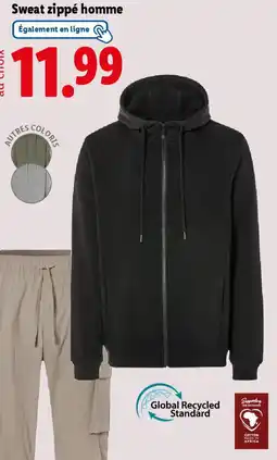 Lidl Sweat zippé homme offre