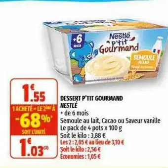 Coccinelle Express Dessert P'tit Gourmand Nestlé offre