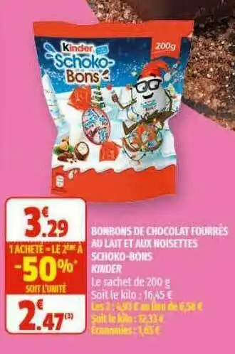 Coccinelle Express Bonbons De Chocolat Fourrés Au Lait Et Aux Nosettes Schoko-bons Kinder offre