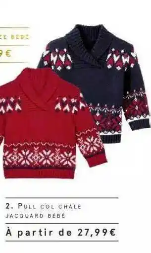Monoprix Pull Col Châle Jacquard Bébé offre