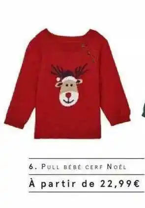 Monoprix Pull Bébé Cerf Noël offre