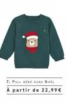 Monoprix Pull Bébé Ours Noël offre