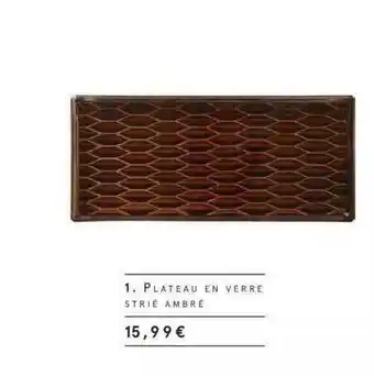 Monoprix Plateau En Verre Strié Ambré offre