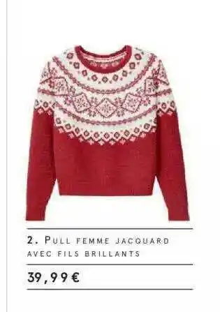 Monoprix Pull Femme Jacquard Avec Fils Brillants offre