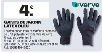 Brico Dépôt Gants de jardin latex bleu offre