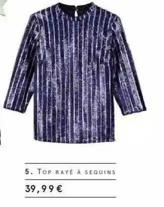 Monoprix Top Rayé à Sequins offre