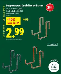 Lidl Supports pour jardinière de balcon offre