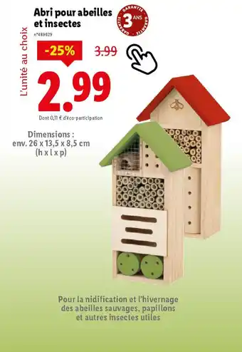 Lidl Abri pour abeilles et insectes offre