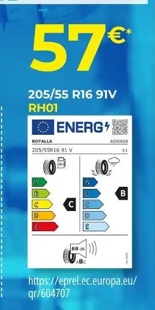 Euromaster ROTALLA Pneus 205/55 R16 91V offre