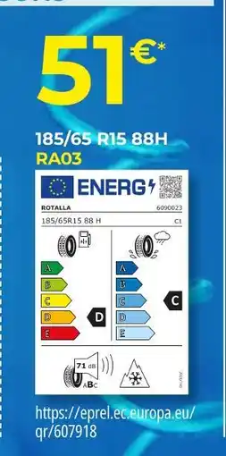 Euromaster ROTALLA Pneus 185/65 R15 88H offre