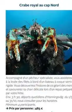 Kuoni Crabe royal au cap nord offre