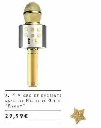 Monoprix Micro Et Enceinte Sans Fil Karaoké Gold offre