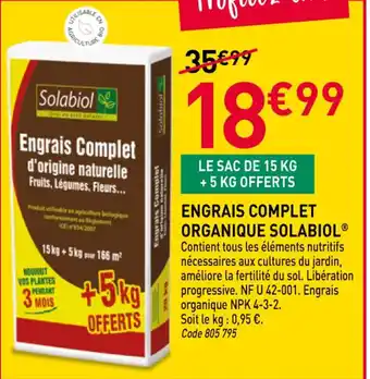 RAGT Jardin & Maison SOLABIOLⓇ Engrais complet organique offre