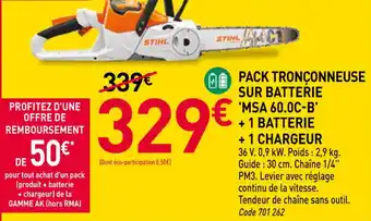 RAGT Jardin & Maison STIHL Pack tronçonneuse sur batterie +1 batterie +1 chargeur offre