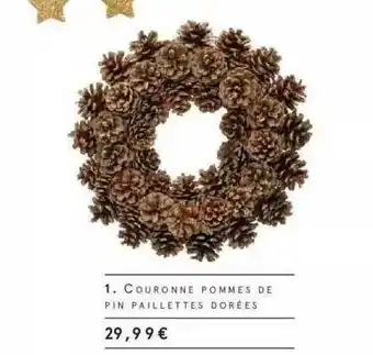 Monoprix Couronne Pommes De Pin Paillettes Dorées offre