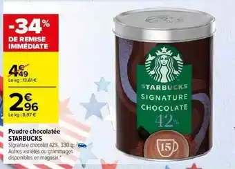 Carrefour Poudre Chocolatée Starbucks offre