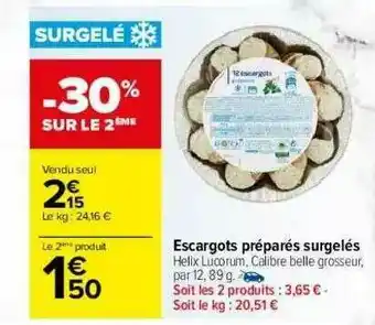 Carrefour Escargots Préparés Surgelés offre
