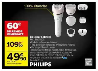 Carrefour épilateur Satinelle Philips offre