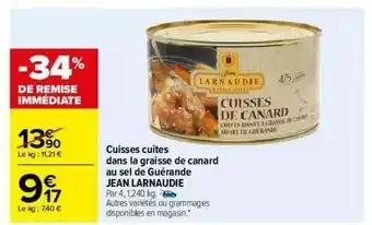 Carrefour Cuisses Cuites Dans La Graisse De Canard Au Sel De Guérande Jean Larnaudie offre