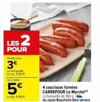 Carrefour 4 Saucisses Fumées Carrefour Le Marché offre